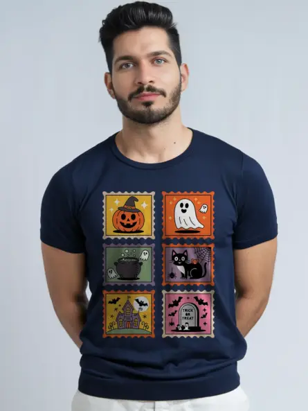 Cute Halloween Stamp Shirt for Kids – Retro Graphic Tee - Image 6