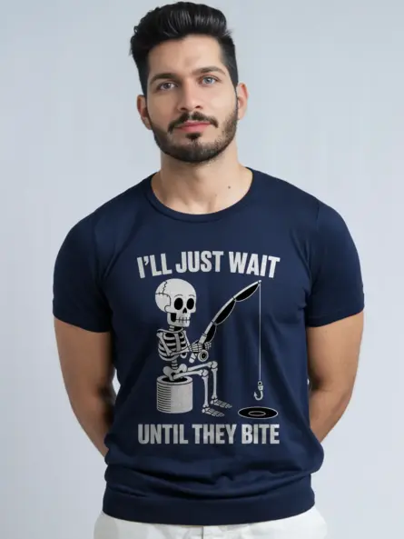 Hilarious Funny Fishing tShirt – Skeleton Meme Patience Tee - Image 9