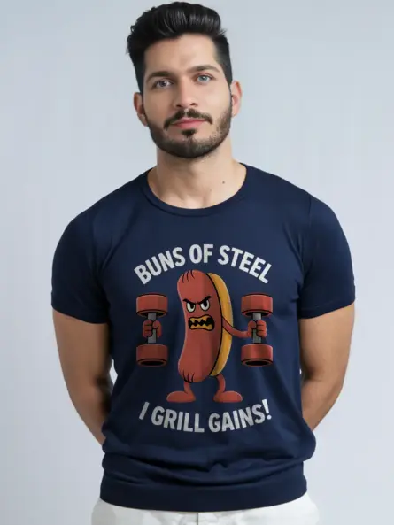Funny Hot Dog Gym Shirt – Hilarious Buns of Steel BBQ Workout Tee - Image 9