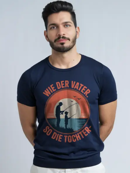 navy Shirt Front – Vater Tochter Shirt – Retro Family Fishing Tee