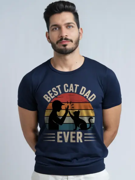Vintage Cat Dad Shirt – Retro Sunset Tee for the Best Cat Dad Ever - Image 9
