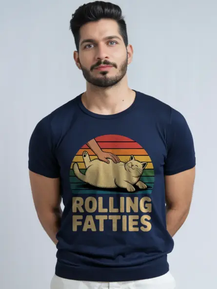 Rolling Fatties Vintage Cat Shirt – Funny Retro Tee for Pet Lovers - Image 9