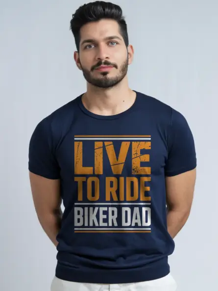 Bold Biker Dad Shirt – Live to Ride Vintage Distressed Tee for Men - Image 9