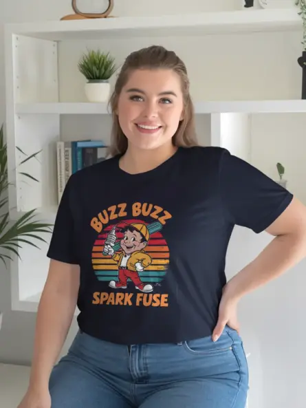 Navy Buzz Buzz Spark Fuse Shirt Lifestyle – funny electrician apparel with cartoon theme