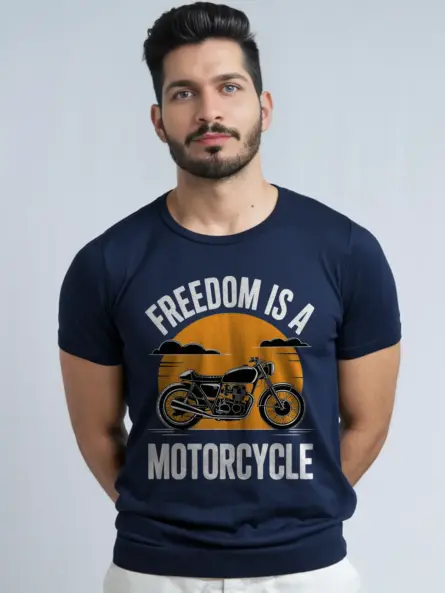 Vintage cafe racer shirt  – Bold Freedom Ride Graphic Tee - Image 9