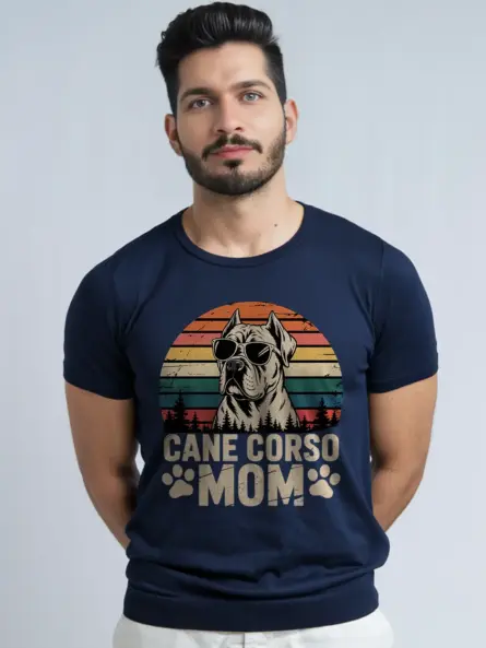 Bold Cane Corso Mom Shirt – Retro Sunset Dog Lover Tee - Image 12