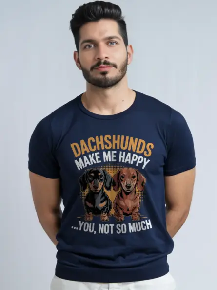 Dachshunds Make Me Happy Shirt – Funny Wiener Dog Graphic Tee - Image 12