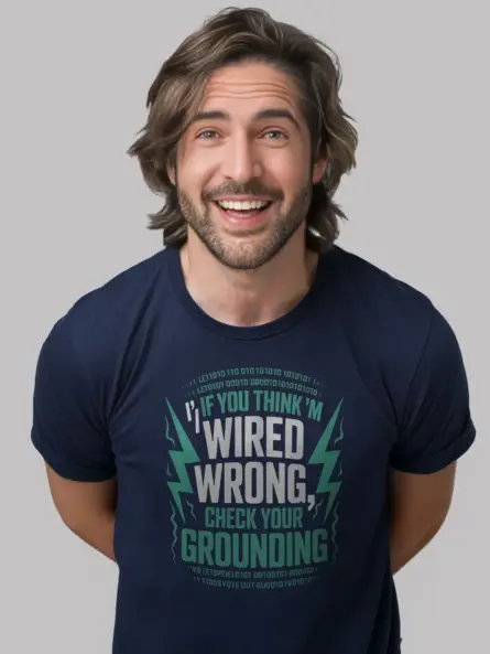Electrician Pun T-Shirt – Wired Wrong Grounding Joke Gift for Coders - Image 8