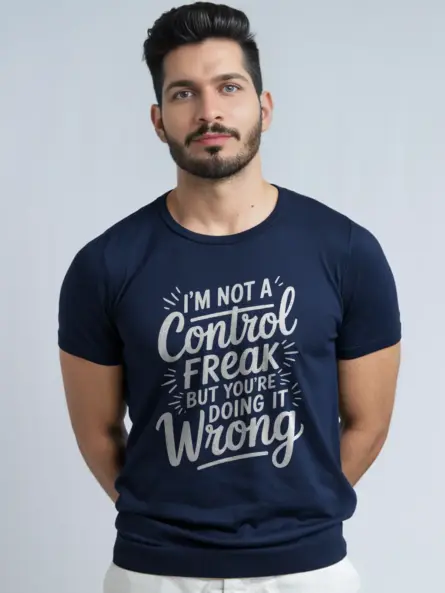 Navy Shirt I'm Not a Funny Control Freak T-Shirt
