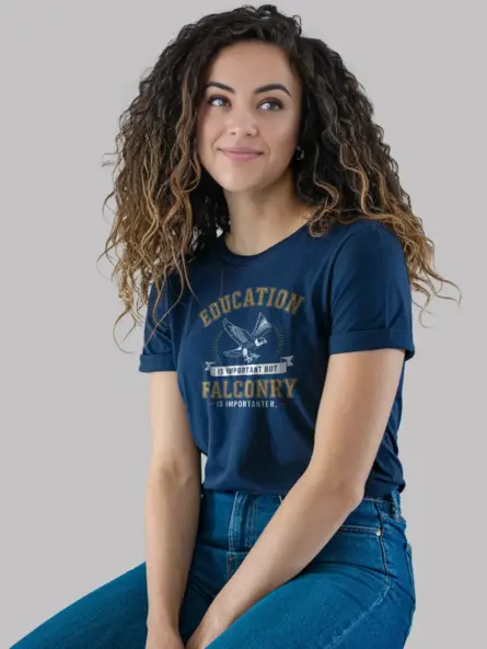Funny Falconry T-Shirt – Education Is Importanter Graphic Tee - Image 6