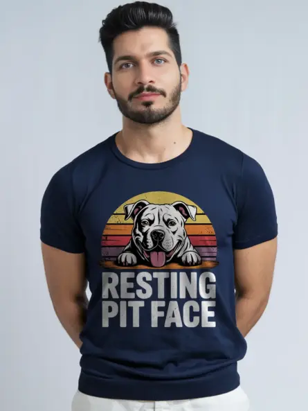 Funny Pitbull Shirt – Resting Pit Face Retro Dog Tee - Image 9
