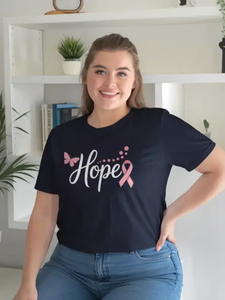 Hope Breast Cancer Shirt – Elegant Butterfly Ribbon Tee - Image 8