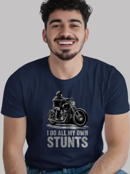 Epic I Do All My Own Stunts Shirt – Funny Motorcycle Wheelie Tee - Image 9