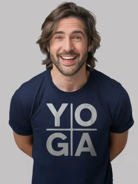Minimalist Yoga Shirt – Bold Grid Logo Tee for Wellness Brands - Image 9