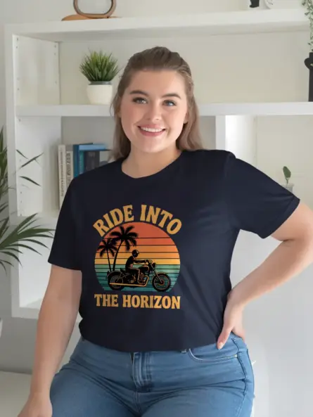 Motorcycle Sunset T-Shirt Ride Into The Horizon - Image 8