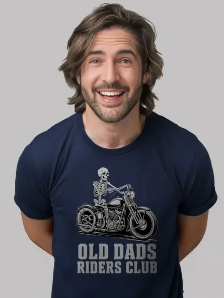 Legendary Old Biker T-Shirt – Skeleton Chopper Dad Riders Club Graphic - Image 9