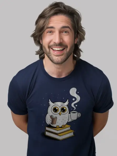 Owl Reading Shirt – Enchanting Graphic Tee for Night Book Lovers - Image 9