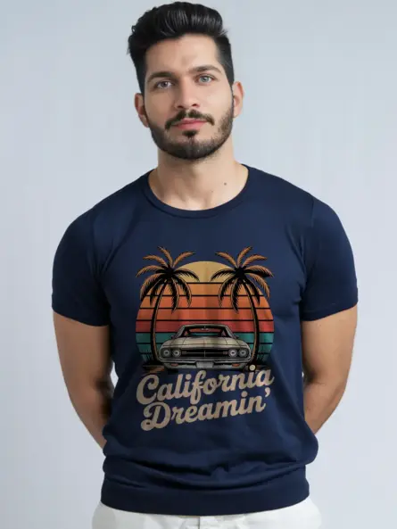 Retro California Dreamin Muscle Car T-Shirt - Image 9