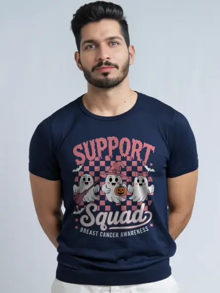 Support Squad Breast Cancer Shirt – Cute Halloween Awareness Tee - Image 9
