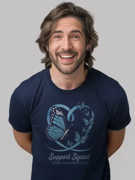 Support Squad Diabetes Shirt – Blue Ribbon Butterfly Tee - Image 12