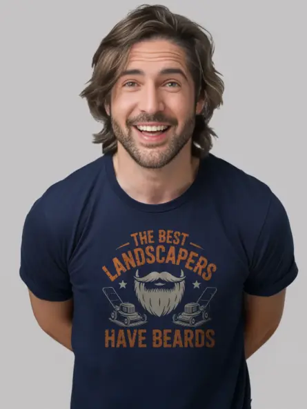 Landscaper T Shirt – Funny Beard Lawn Mowing Graphic Tee for Men - Image 9