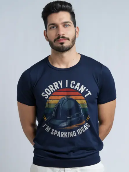 Vintage Electrician Hard Hat T-Shirt - Image 9