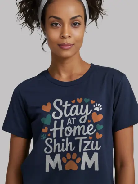 Stay at Home Dog Mom Shirt – Cute Shih Tzu Gift Tee for Pet Lovers - Image 8