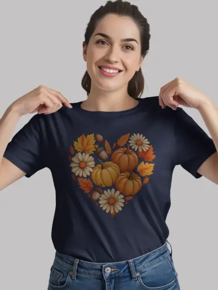 Thankful Heart Shirt – Cozy Autumn Graphic Tee with Pumpkin & Leaf Art - Image 9