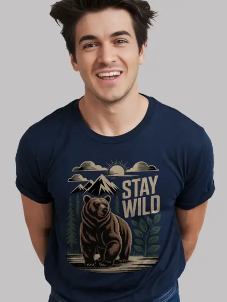 Vintage Bear Stay Wild T-Shirt - Image 9