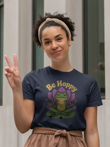 Be Hoppy Yoga Frog T Shirt – Whimsical Zen Gift for Mindful Souls - Image 9