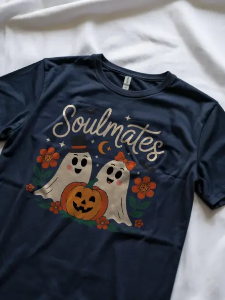 navy shirt – romantic ghost tee for partners – ghost couple t-shirt