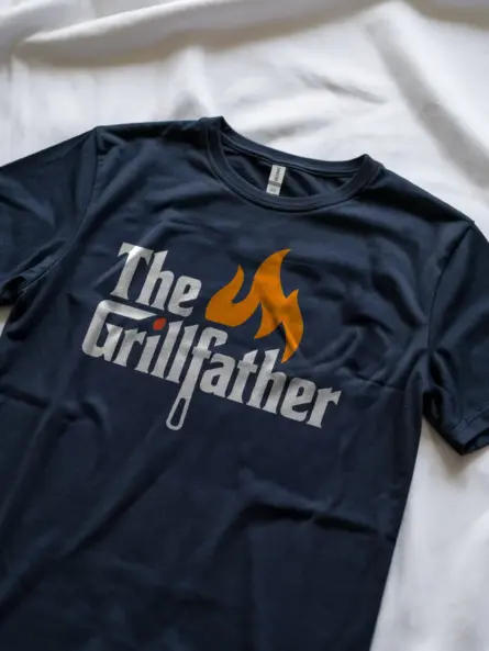 navy grillfather t shirt for dad front view spatula design