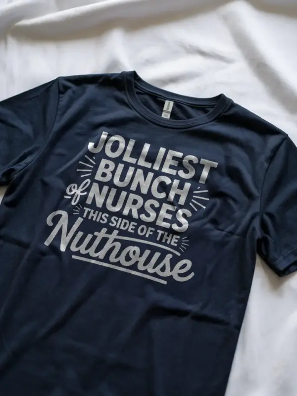 navy jolliest bunch of nurses shirt back view nurse gift idea