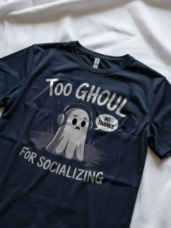 Navy Too Ghoul for Socializing T-Shirt Lifestyle – funny introvert Halloween outfit