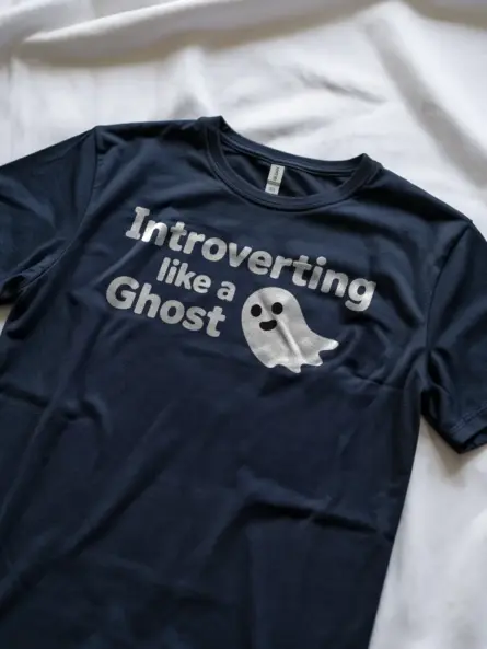 navy lifestyle shot introverting like a ghost t-shirt halloween mental health