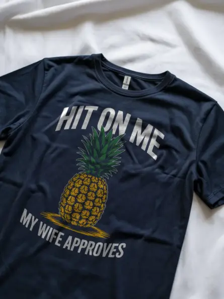 Navy Shirt Hit On Me My Wife Approves Funny Pineapple Swinger Shirt Lifestyle Shot