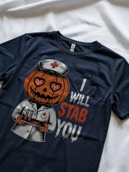 I Will Stab You Nurse Shirt – Funny Halloween Tee for Phlebotomists & Medical Staff - Image 8