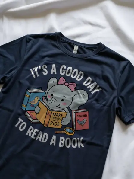 Book Day T-Shirt for Kids – Cute Elephant Reading Shirt Gift - Image 8