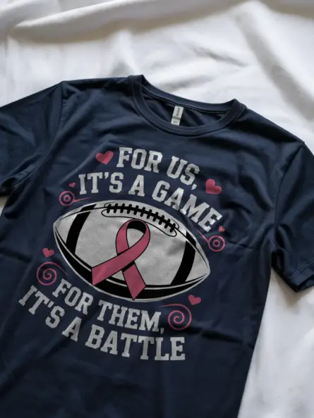 Bold Breast Cancer Football Shirt – Game Day Awareness Tee - Image 9