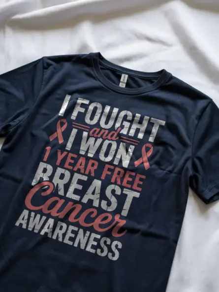 I Fought and I Won – Breast Cancer Survivor Shirt | Celebrate 1 Year Free - Image 9