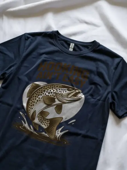 Funny Fishing Tee Shirt – Hooking Ain’t Easy Vintage Trout Tee - Image 11
