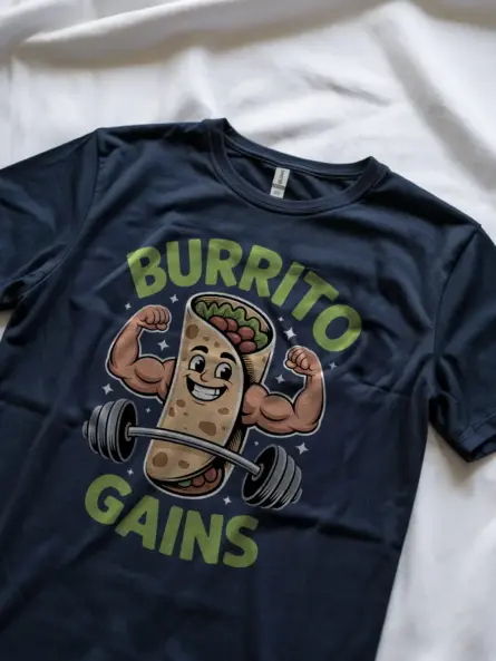 Funny Burrito Gym Shirt for Gains Lovers – Foodie Fitness Tee - Image 8