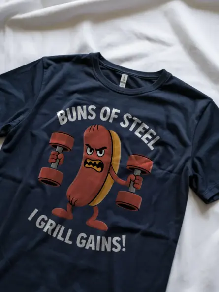 Funny Hot Dog Gym Shirt – Hilarious Buns of Steel BBQ Workout Tee - Image 8