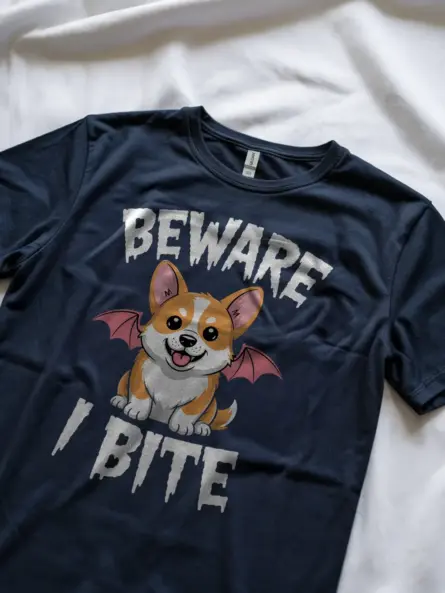 Funny Halloween Corgi Shirt – Beware I Bite Vampire Dog Tee - Image 8