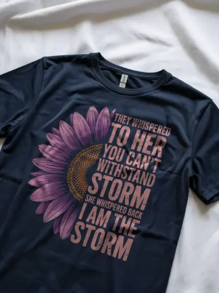 Empowerment "I Am the Storm Shirt" with Purple Sunflower Design - Image 9