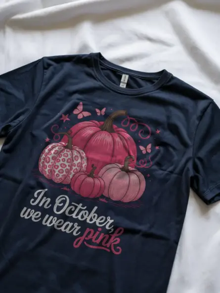 Chic In October We Wear Pink T-Shirt – Breast Cancer Awareness Top - Image 9