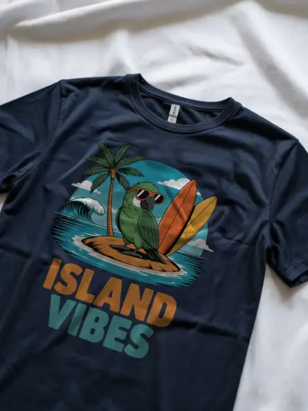 Island Vibes T-Shirt – Retro Parrot Beach Graphic Tee - Image 8