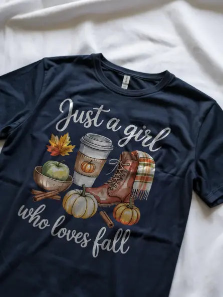 Just a Girl Who Loves Fall t-Shirt – Cozy Watercolor Autumn Tee - Image 8