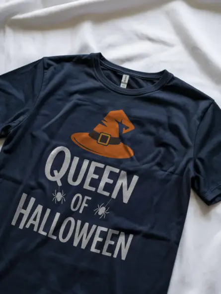 Queen of Halloween Shirt for Women – Witch Hat Graphic Tee - Image 11