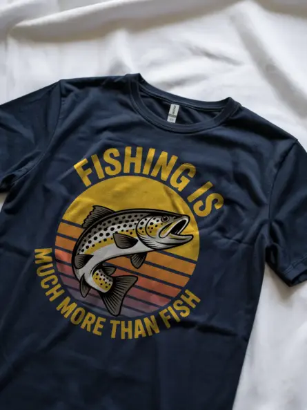 Retro Fishing Shirt – Bold Sunset Trout Tee for Outdoor Nostalgia - Image 8